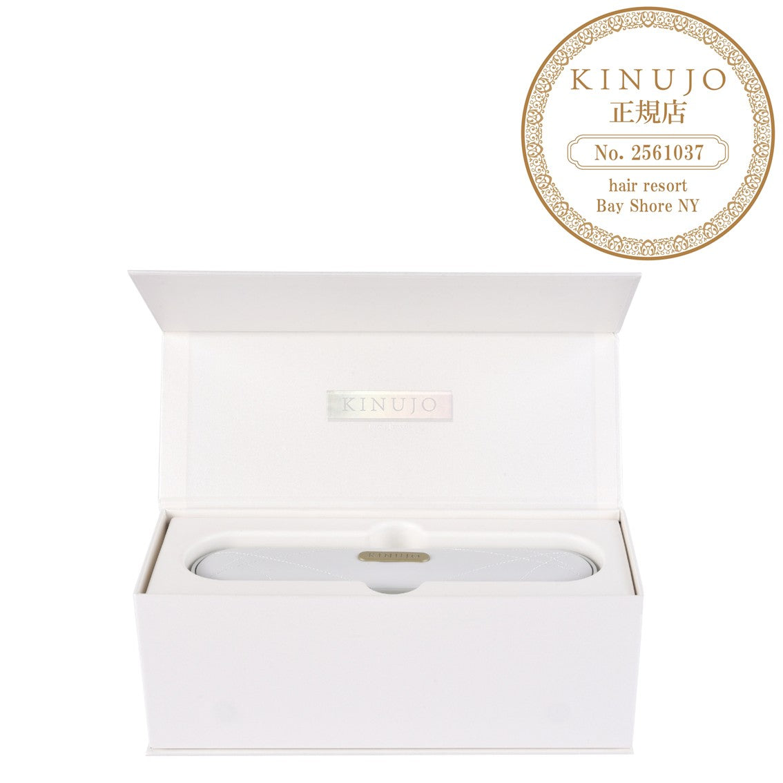 キヌージョ ラグジュエル コードレスストレートアイロンの化粧箱の画像